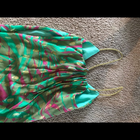 Milly Dress Size 0 Silk Polyester Metallic - Picture 4 of 5